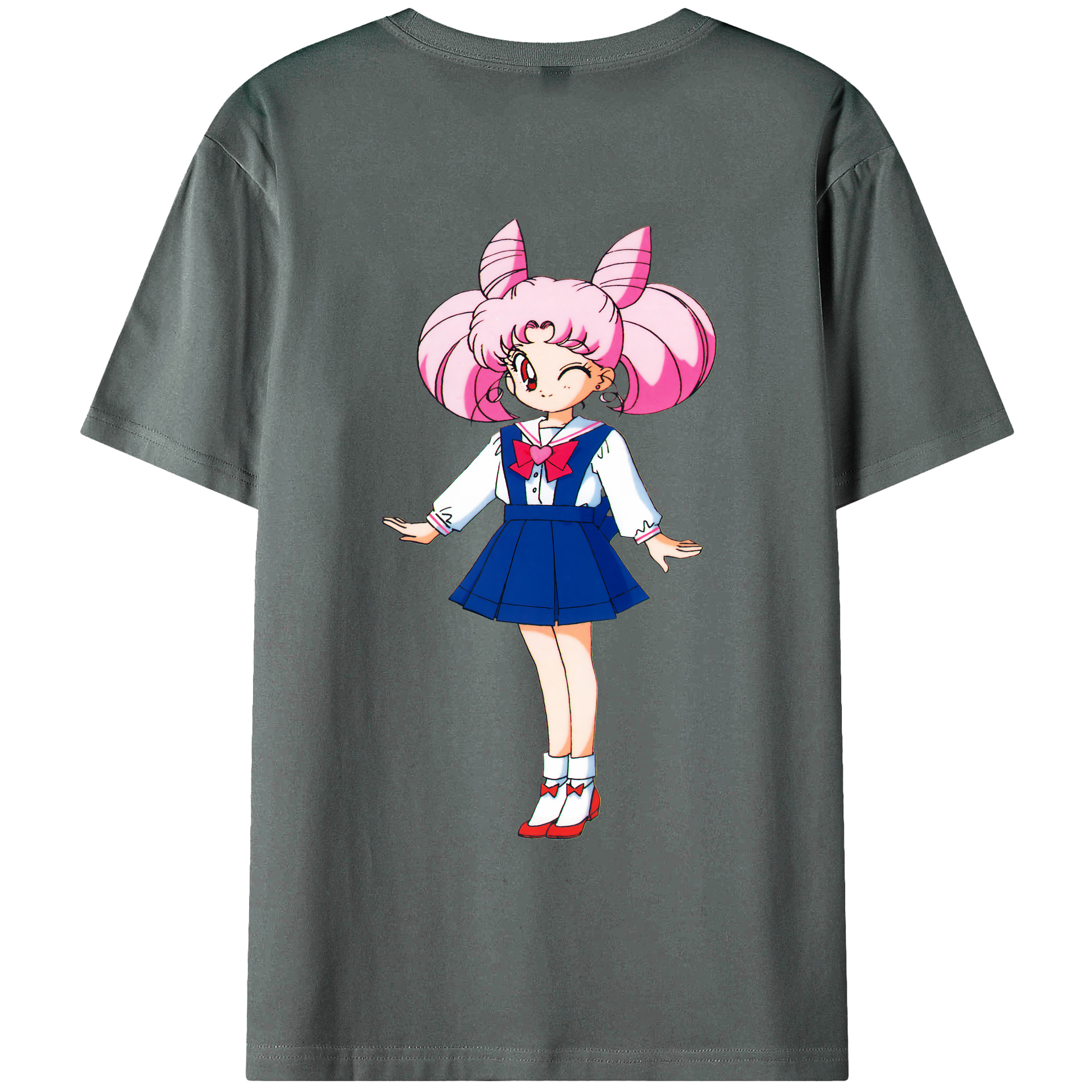 （画像用） 美少女戦士セーラームーン ちびうさ Sailor Moon Chibiusa Tsukino Usagi Small Lady Serenity 綿100％ メンズ半袖Tシャツ（バックプリント） 通気性